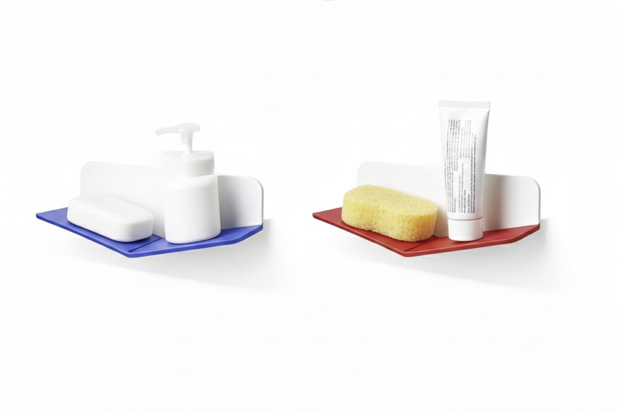 Wall Mounted Soap Dish Holder with Quick Drain Design, Dual-Tone Modern Style, 3M Adhesive, for Bathroom and Kitchen 2piece