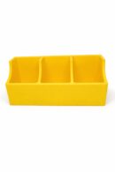 Budget Box 3-Slot Remote Control Holder, Yellow Desk Organizer for TV AC DTH Remotes, Compact Sturdy Design,