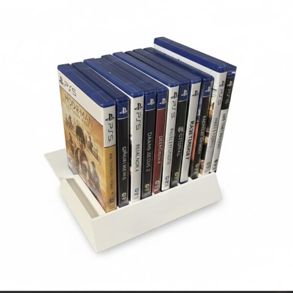Budget Box White Disc Storage Organizer, Desktop Media Rack with Multiple Slots for CD DVD Game Discs, Plastic Stand Holder