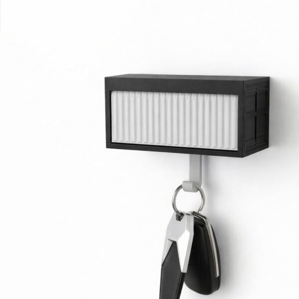 Garage Key Holder Wall Mount with Display Case, Matte Black with Pearl White Interior, Modern Style, Dual-Function Design for 1:64 Scale Car Display (No car Included)