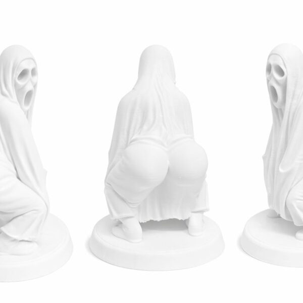 Budget Box White Ghost Figurine Statue, Modern Minimalist Tabletop Decor, 13cm Height, Contemporary Home Office Desk Ornament (Ghost 2)