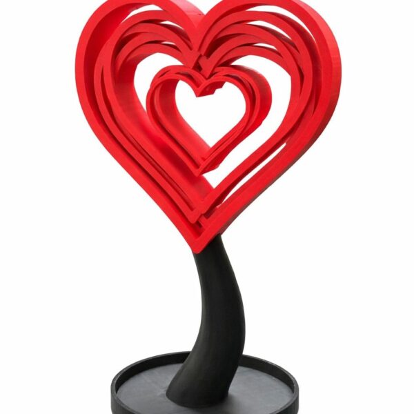 Budget Box Heart Shaped Headphone Stand with Jewelry Holder, Red and Black Decorative Desk Organizer, Valentine's Day Gift for Couples