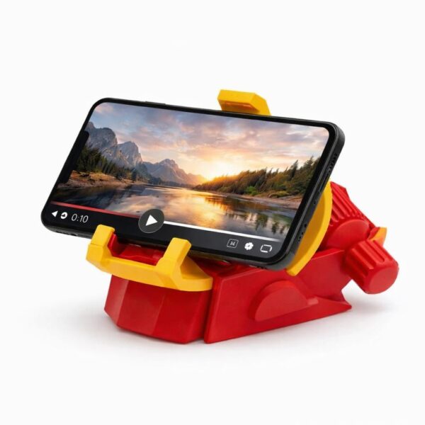 Budget Box Adjustable Tilt Phone Stand, Yellow and Red, with Gear Mechanism