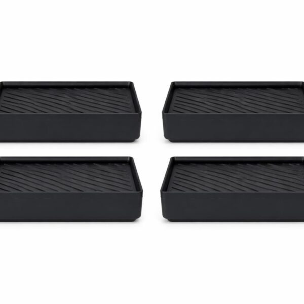 Budget Box Stackable Storage Boxes, Black, 10 cm, Modular Organizer for Cables and Stationery, Space-Saving Design, 4 Pack